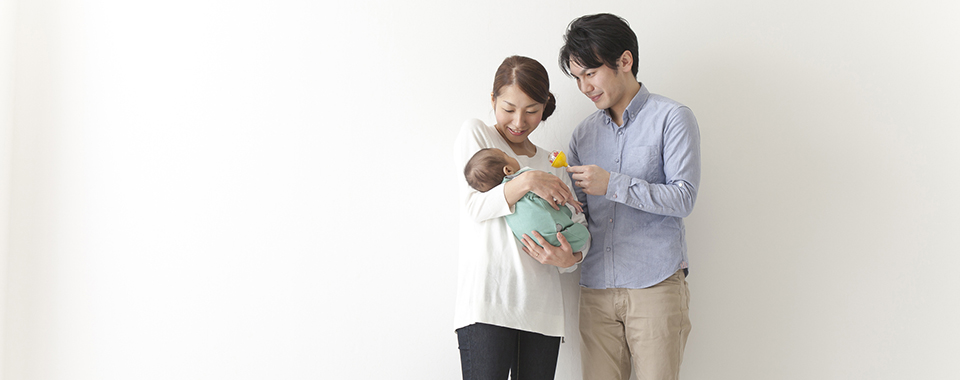 Japanese couple with baby